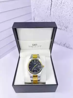 Часы Механические Tissot  сталь серебристый с золотыми ставками и с черными циферблатом